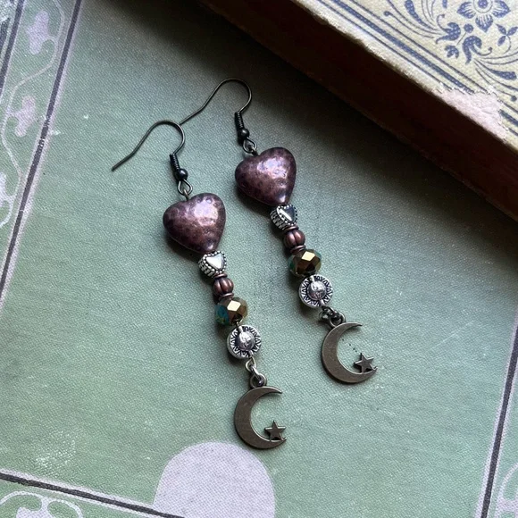 Hearts, Sun & Moon Boho Earrings - Picture 6 of 13